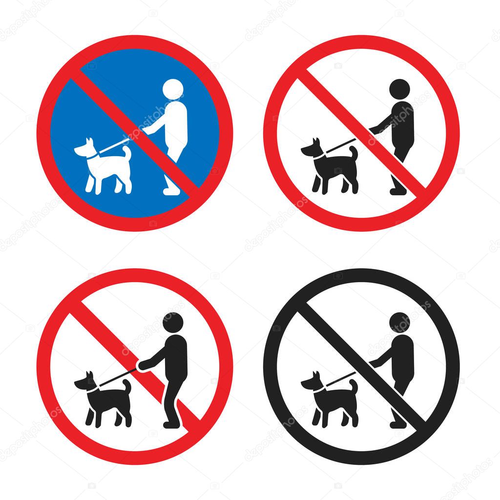 No dogs sign set, no dogs allowed icon