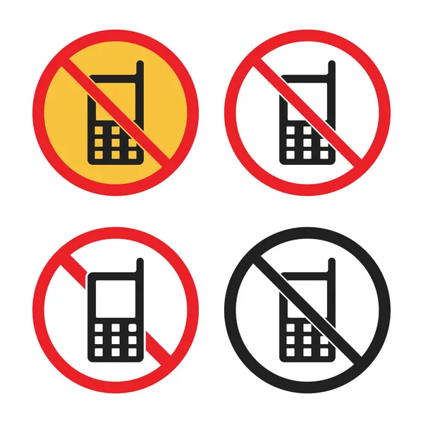 No phone sign, no cell phone icon set — 스톡 벡터
