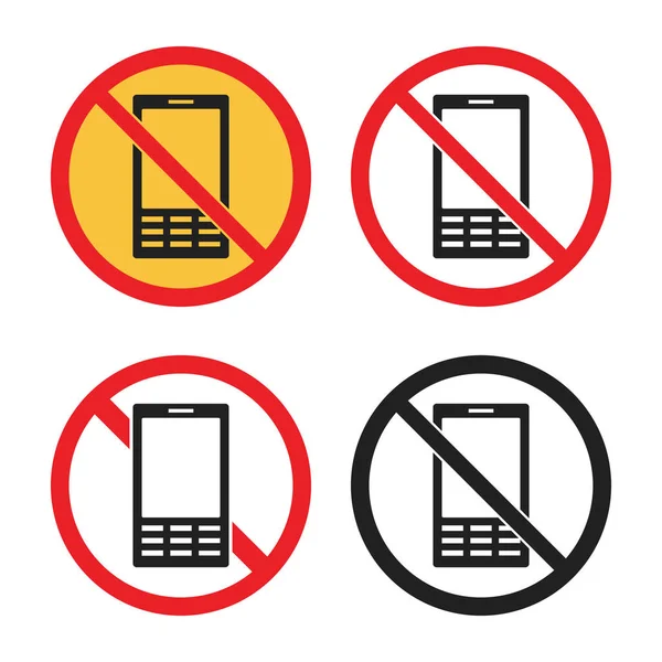 Pas d'icônes de téléphone portable, pas de signe de téléphone mobile — Image vectorielle