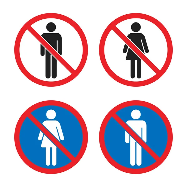 Geen mannen en geen vrouwen tekens, geen toegang pictogrammen — Stockvector
