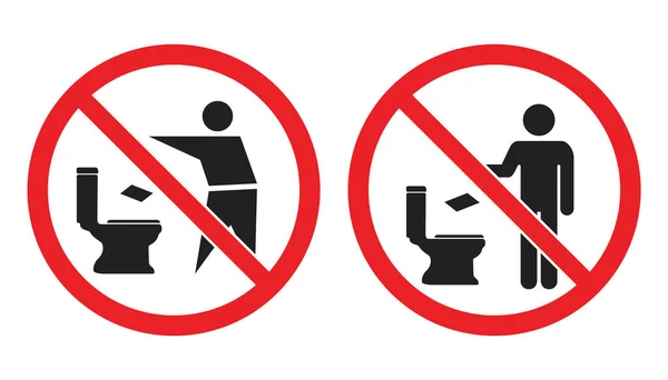 Kein Toilettenabfall-Schild, keine Papierhandtücher in die Toilette werfen — Stockvektor