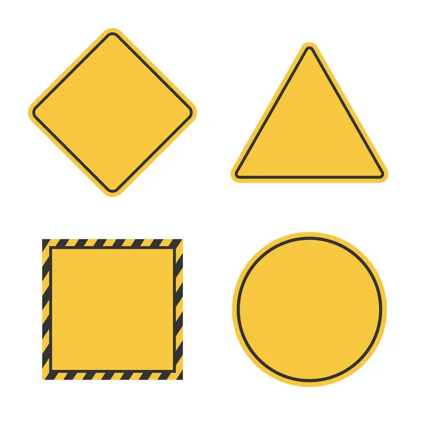 Conjunto de sinais em branco de perigo, símbolo de precaução amarelo vazio —  Vetores de Stock