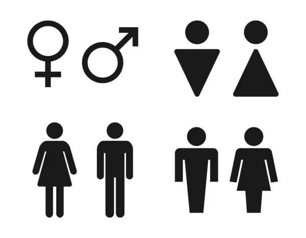 Enseignes de toilette ensemble avec l'homme et les femmes, icônes de toilettes — Image vectorielle