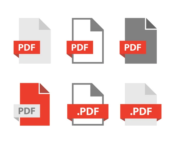 Σύνολο εικονιδίων εγγράφου αρχείων Pdf, υπογραφή μορφής αρχείου Pdf — Διανυσματικό Αρχείο