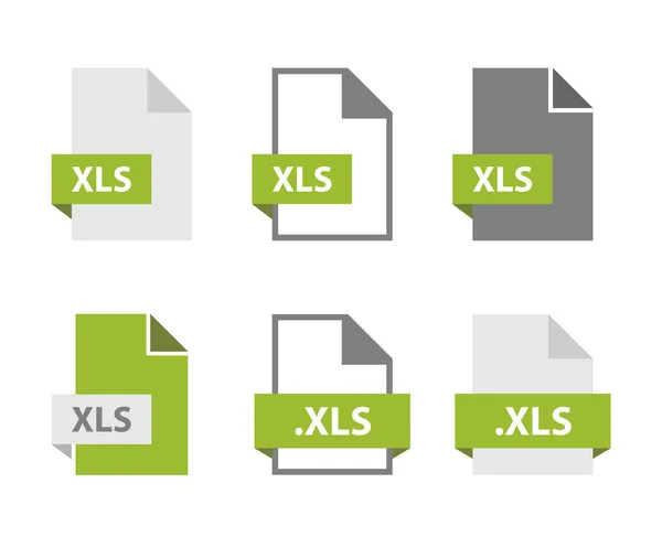 Σύνολο εικονιδίων εγγράφου αρχείων Xls, υπογραφή μορφής αρχείου Xls — Διανυσματικό Αρχείο