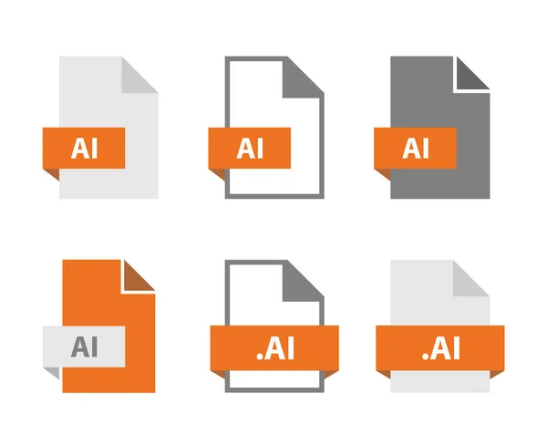 AI vector archivos conjunto de iconos de documento, signo de formato de archivo AI — Vector de stock