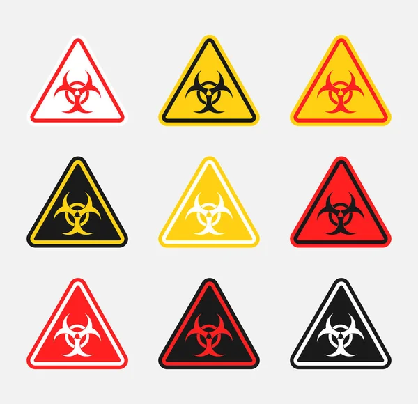 Набор предупреждающих знаков биологической опасности, иконки биологической опасности — стоковый вектор