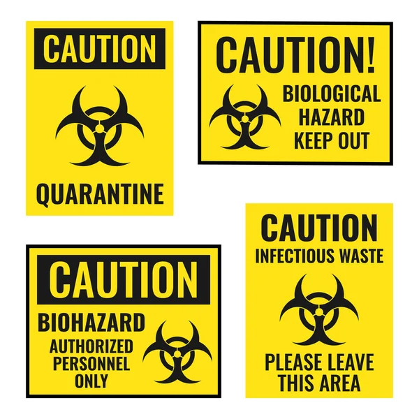 Набор предупреждающих знаков биологической опасности, иконки биологической опасности — стоковый вектор