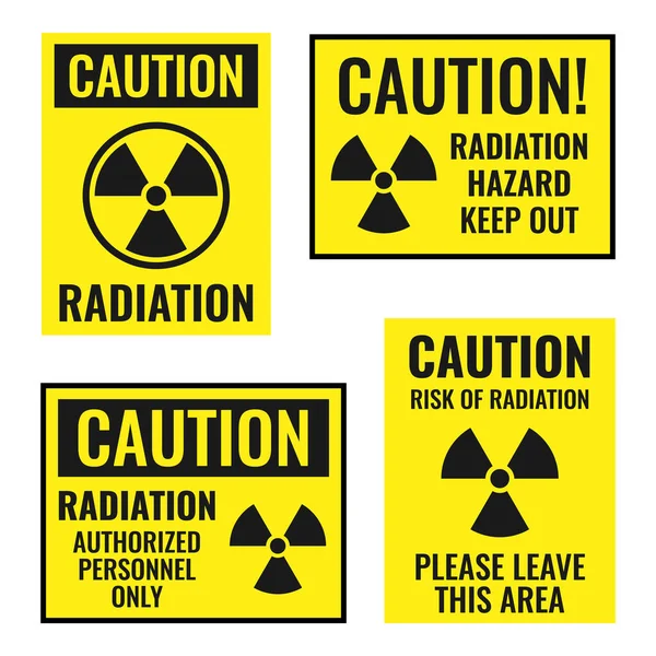Набор знаков радиационной опасности, значки радиоактивной опасности — стоковый вектор