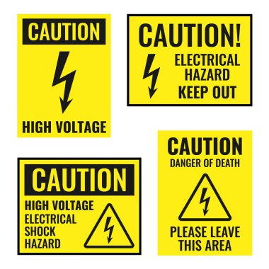 yüksek gerilim işareti seti, elektrik simgeleri tehlikesi