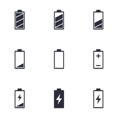 pil yaşam simgesi seti, pil şarj göstergesi
