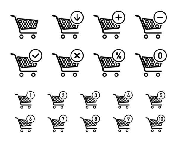 Ensemble de panneau de panier pour site Web, icônes de chariot d'achat — Image vectorielle