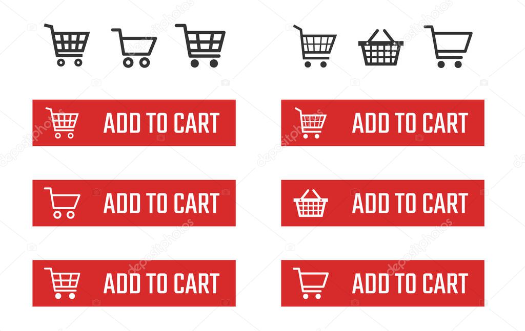 add to cart button set, shopping trolley signs
