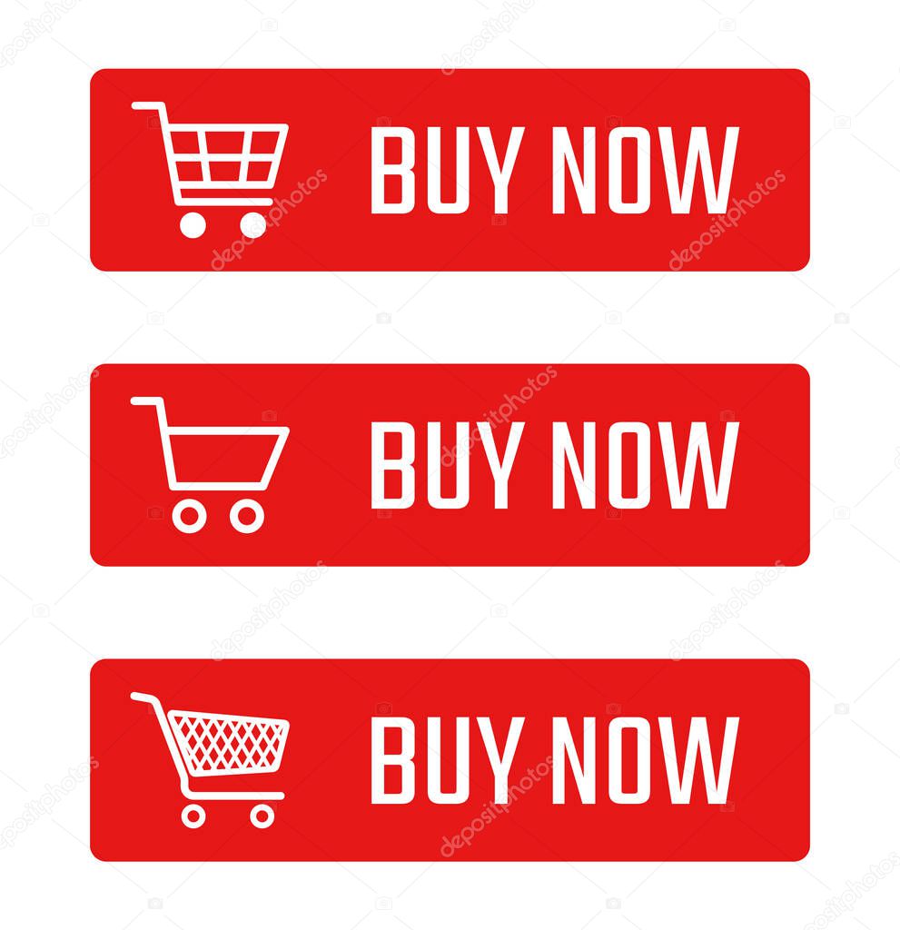 buy now button set, shopping trolley signs