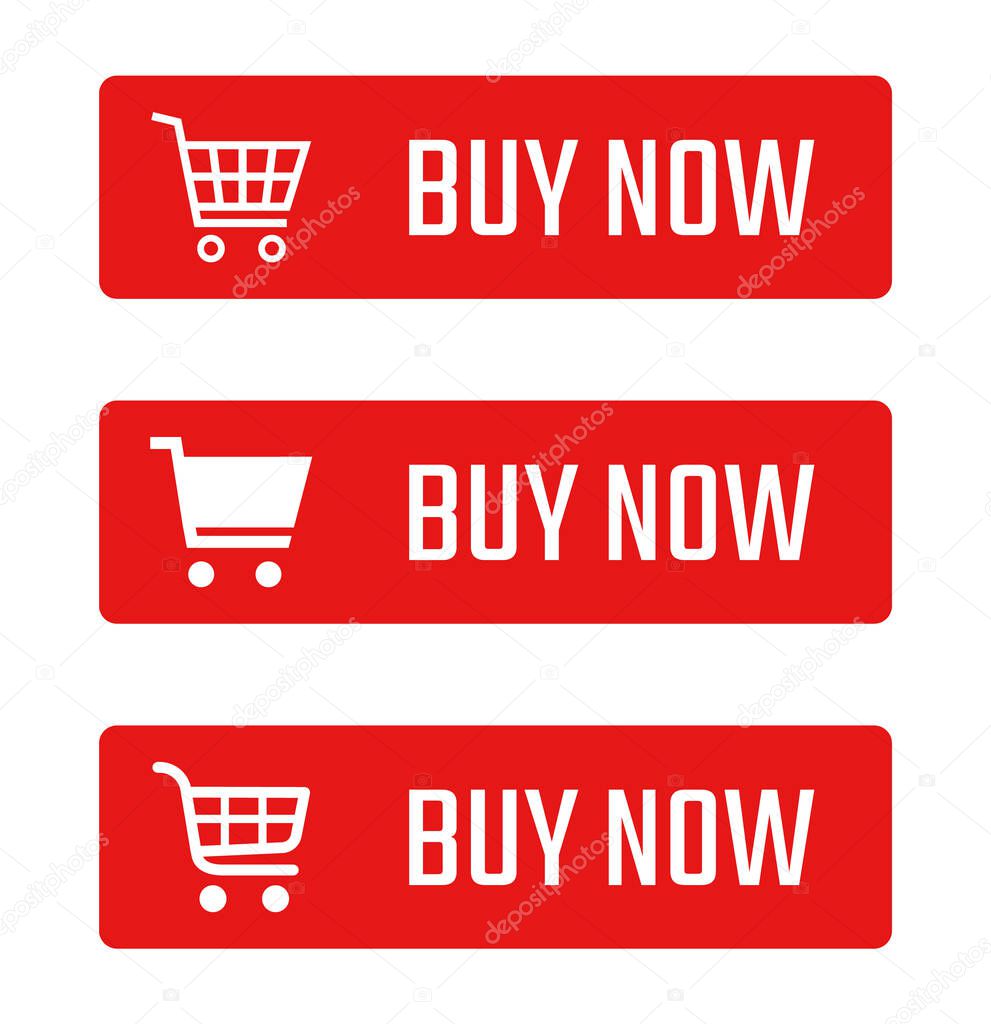 buy now button set, shopping trolley signs