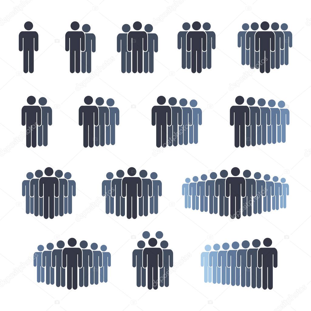 workgroup with leader sign set, people group icons