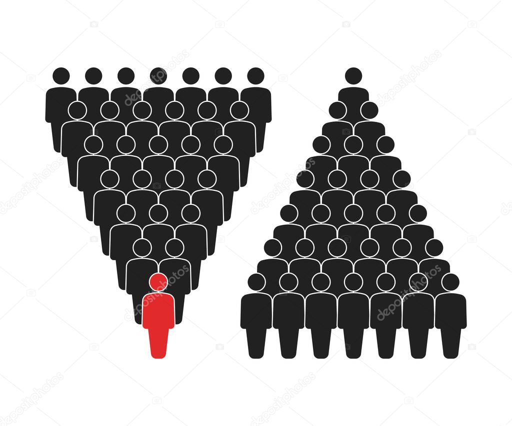 human pyramid teamwork, corporate hierarchy vector illustration