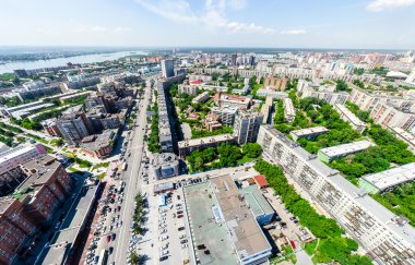 Havacılık şehri manzarası. Şehir manzarası. Helikopter vuruldu. Panoramik resim.