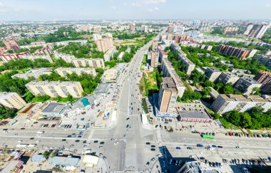 Havacılık şehri manzarası. Şehir manzarası. Helikopter vuruldu. Panoramik resim.