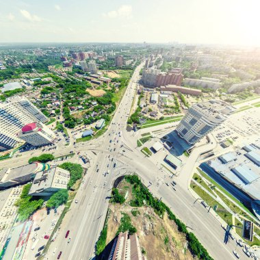 Havacılık şehri manzarası. Şehir manzarası. Helikopter vuruldu. Panoramik resim.