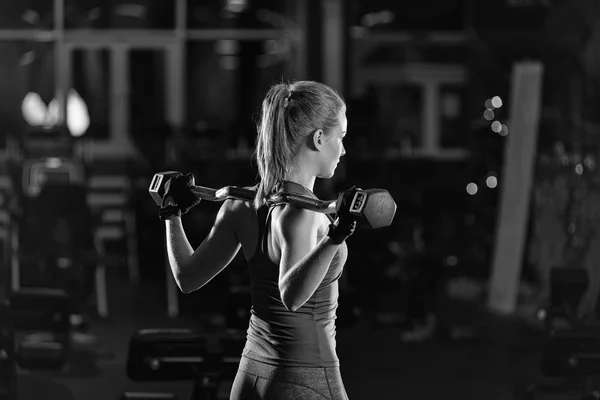 Young woman lifting the dumbbells — Stock Photo, Image