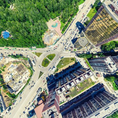Havacılık şehri manzarası. Şehir manzarası. Helikopter vuruldu. Panoramik resim.