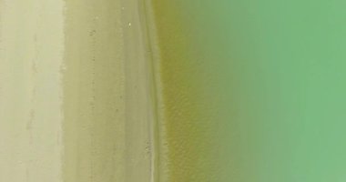 Havadan Uhd 4k görünümü. Taze dağ nehir üzerinde uçuş. Dikey Görünüm ve yatay hareketi