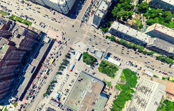 Widok z lotu ptaka. Miejski krajobraz. Strzał helikoptera. Obraz panoramiczny. — Zdjęcie stockowe