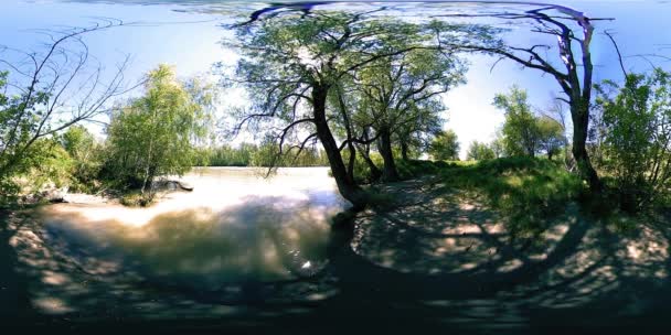 UHD 4k 360 Vr Virtual Reality van een rivier stroomt over rotsen in het prachtige berglandschap van de bos — Stockvideo