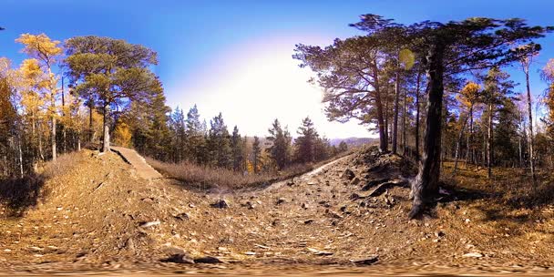 Realtà virtuale 4K 360 VR di una bellissima scena di montagna in autunno. Montagne russe selvagge . — Video Stock