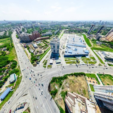 Havacılık şehri manzarası. Şehir manzarası. Helikopter vuruldu. Panoramik resim.