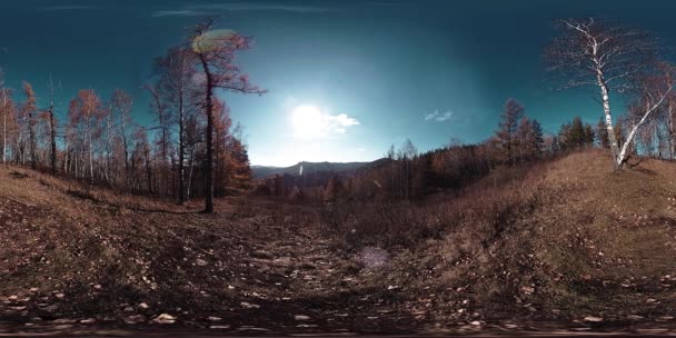 4k 360 vr virtuelle Realität einer wunderschönen Bergszene zur Herbstzeit. wilde russische Berge. — Stockvideo