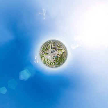 Havacılık şehri manzarası. Şehir manzarası. Helikopter vuruldu. Panoramik resim.
