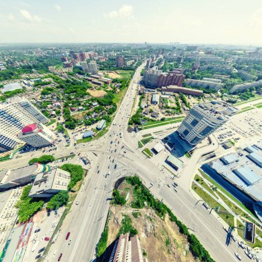 Havacılık şehri manzarası. Şehir manzarası. Helikopter vuruldu. Panoramik resim.