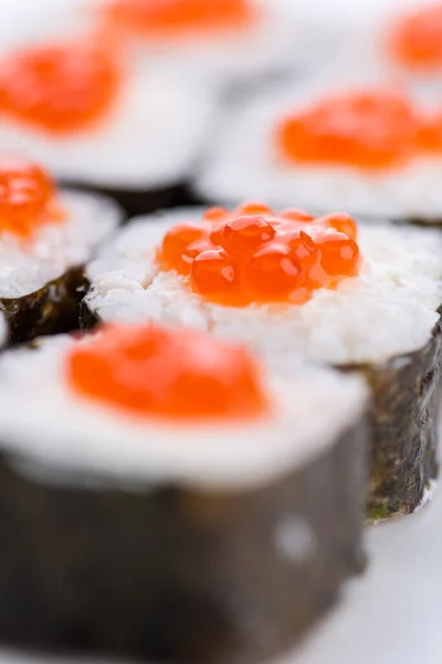 Ristorante giapponese, piatto o piatto di sushi maki gunkan roll. Set e composizione di sushi — Foto Stock