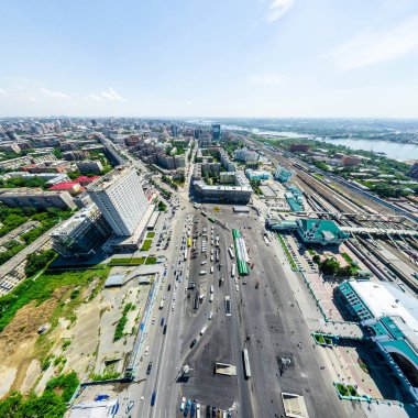 Havacılık şehri manzarası. Şehir manzarası. Helikopter vuruldu. Panoramik resim.