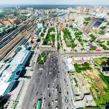 Havacılık şehri manzarası. Şehir manzarası. Helikopter vuruldu. Panoramik resim.