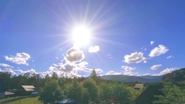 Mountain village timelapse at the summer or autumn time. Wild asian nature and rural field. — Stock Video