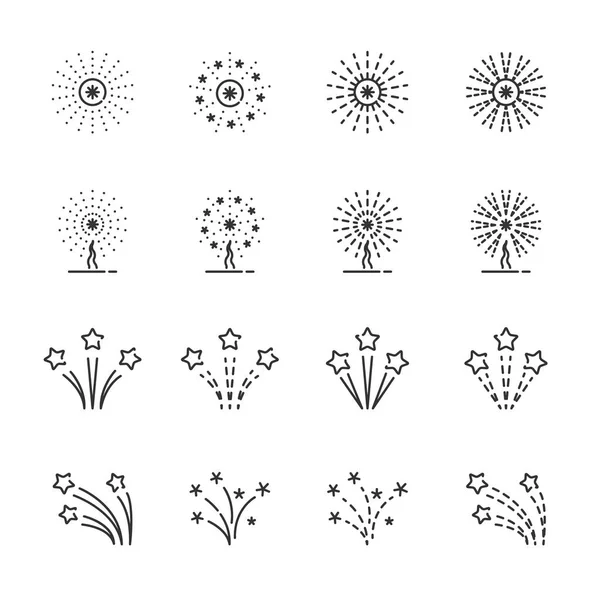 Conjunto de ícones de linha de fogo de artifício 3, vetor eps10 —  Vetores de Stock