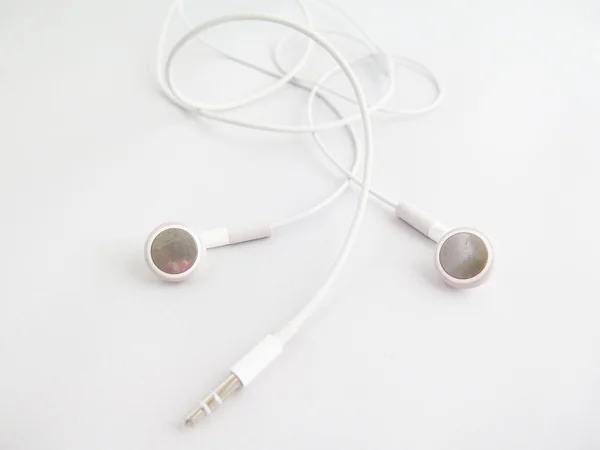 Headphones white button — Stock Photo, Image