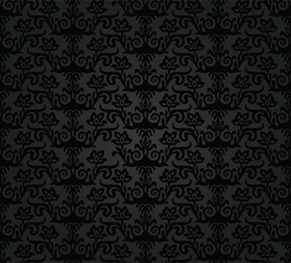 Inconsútil patrón de fondo de pantalla floral de carbón negro — Vector de stock