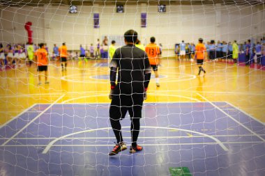 Bir oyun Futsal oyuncuların bulanık görüntü