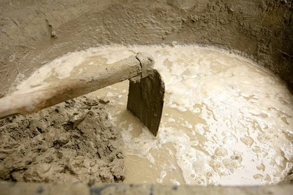 Cement Mortel Bevindt Zich Cement Mixer Cement Mortel Mix — Stockfoto