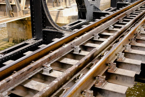 Linha Passagem Ferroviária Rural Tailândia — Fotografia de Stock