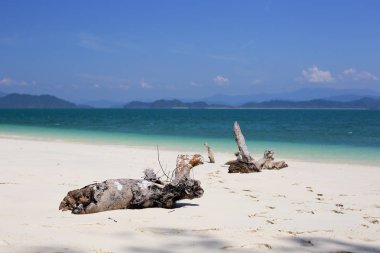 Lord Loughbolough Adası'nda beyaz kumlu plaj veya deniz Dragon Adası, Myanmar