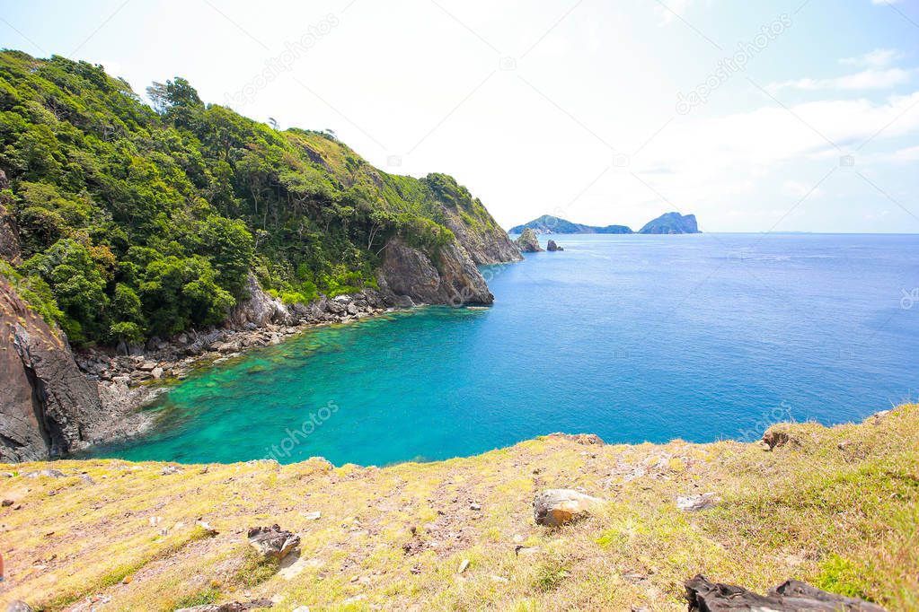 Un punto de vista de Shark Fin Bay, Lord Heaven Island, Lord