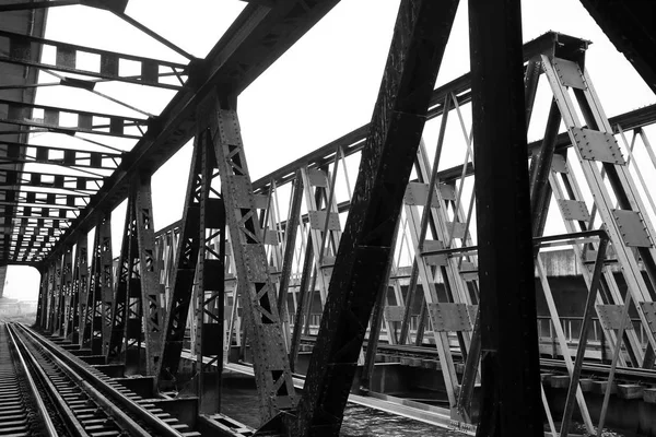 Linha Passagem Ferroviária Rural Tailândia — Fotografia de Stock