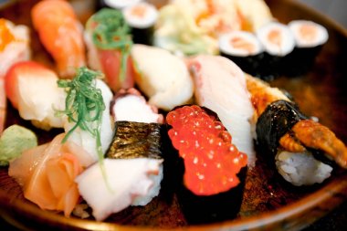 Asya restoran Sushi plaka