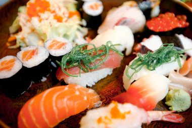 Asya restoran Sushi plaka