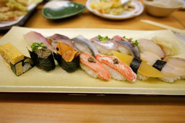 Asya restoran Sushi plaka